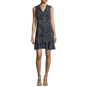 $495 Derek Lam 10 Crosby Midnight Blue Cascade Ruffle Silk Dress 4 NEW